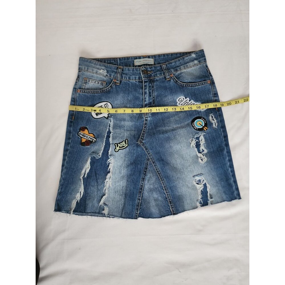 Dilvin Jeans Women's MAVI Blue Denim Patchwork Distressed Skirt Size US 06/EU-38 - Picture 11 of 12